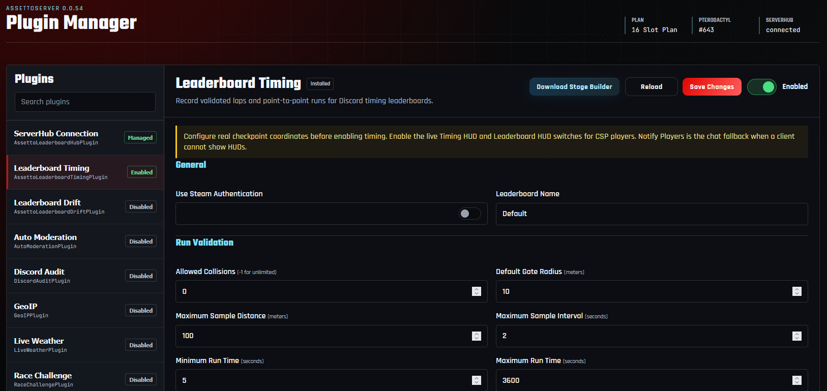 Assetto Servers Plugin Manager with Leaderboard Timing enabled
