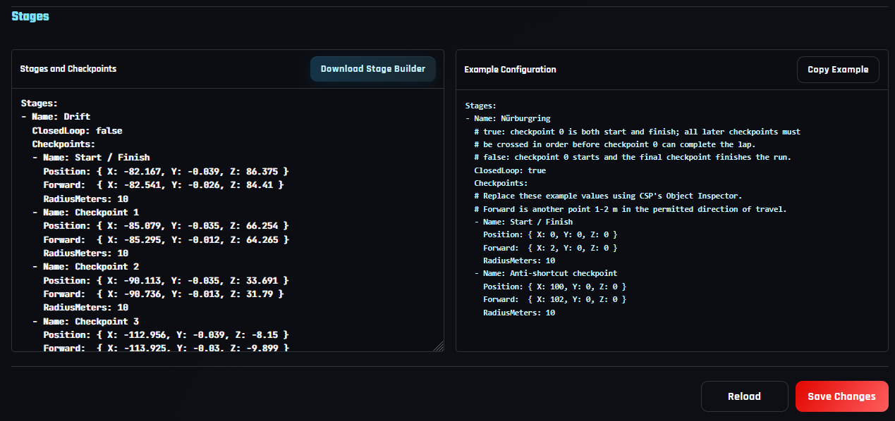 Assetto Corsa Timing plugin stage and checkpoint configuration
