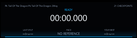 In-game run timer showing checkpoint count, latest split, pace, and personal best